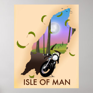 Poster Mapa de motocicleta da Ilha de Man pôster de viage