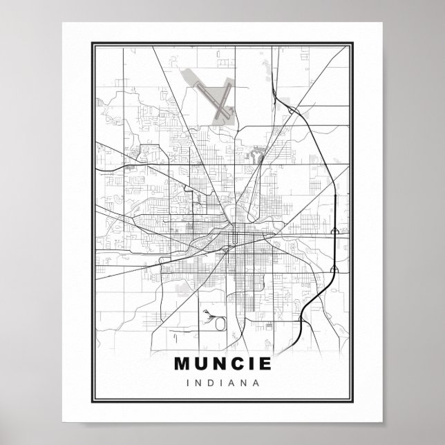 Poster Mapa de Muncie (Frente)