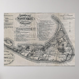 Poster Mapa de Nantucket do vintage
