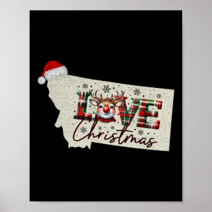 Poster Mapa de Natal de Montana Xmas Estado Montana Natal