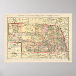 Poster Mapa de Nebraska (1902)