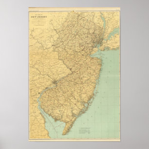 Póster Mapa de New-jersey