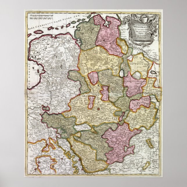 Póster Mapa de Niederrhein-Westfalen (Frente)