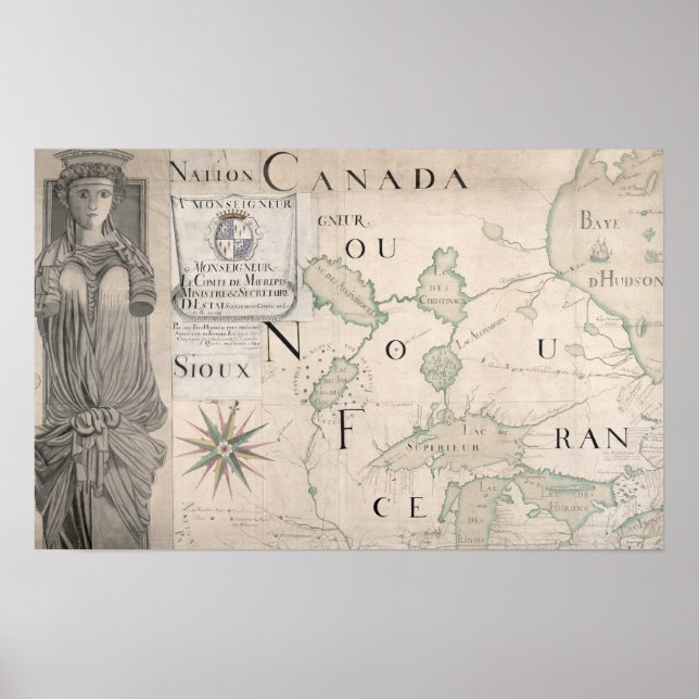 Póster Mapa de Nouvelle-France 1699 (Frente)