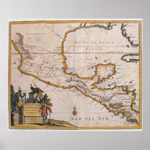 Poster Mapa de Nova Espanha  Nova Galiza e Guatemala, 162