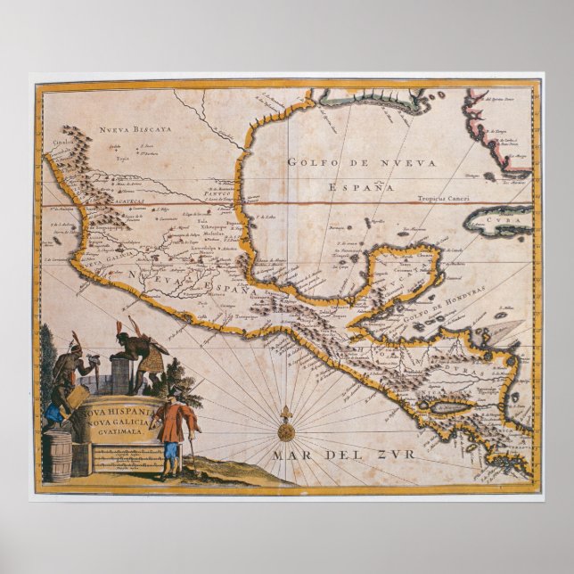 Poster Mapa de Nova Espanha |Nova Galiza e Guatemala, 162 (Frente)