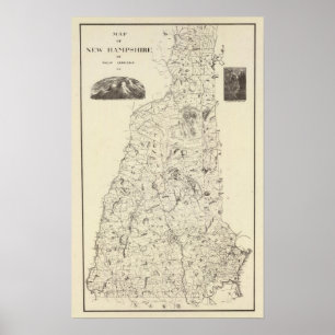 Poster Mapa de Nova Hampshire 1816