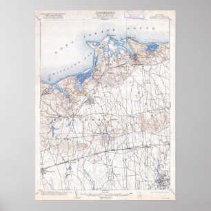 Poster Mapa de Nova Iorque Vintage Islip Brookhaven Long