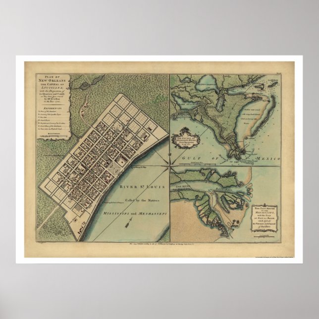 Póster Mapa de Nova Orleans 1759 (Frente)