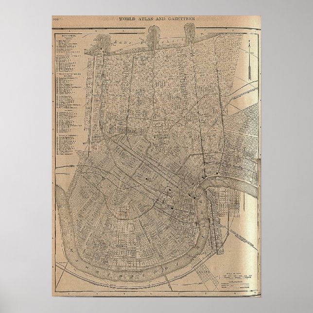 Póster Mapa de Nova Orleans 1908 (Frente)