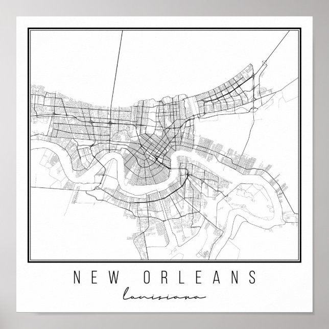 Poster Mapa de Nova Orleans Louisiana (Frente)