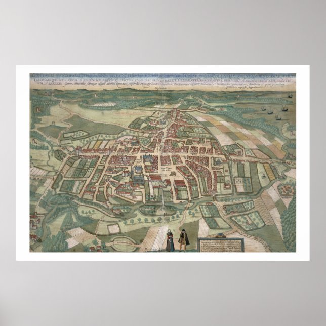 Póster Mapa de Odense, de Civitates Orbis Terrarum, por (Frente)