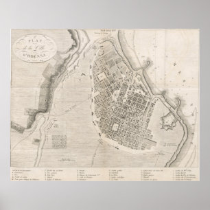 Póster Mapa de Odessa Ucrânia (1827)