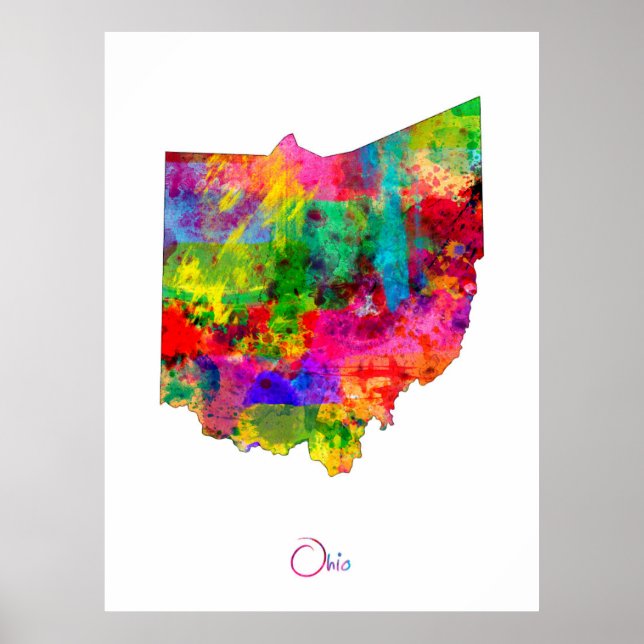 Póster Mapa de Ohio (Frente)