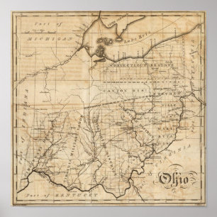 Póster Mapa de Ohio