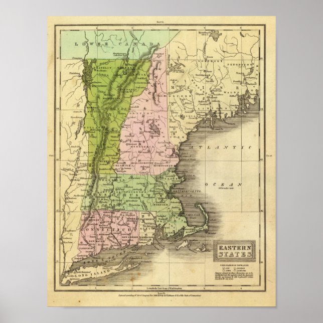 Póster Mapa de Olney para os Estados do Leste (Frente)