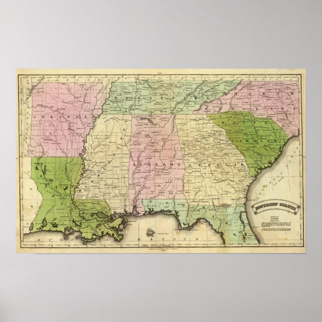 Póster Mapa de Olney para os Estados do Sul (Frente)