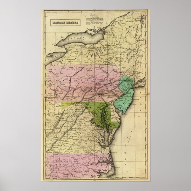 Póster Mapa de Olney para os Estados Unidos (Frente)
