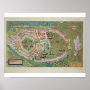 Póster Mapa de Ostia, de "Civitates Orbis Terrarum" por G