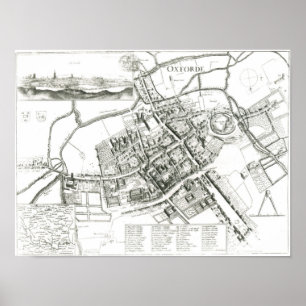 Póster Mapa de Oxford, 1643