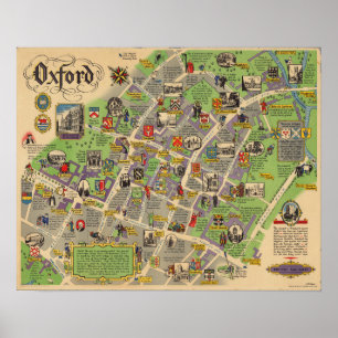Poster Mapa de Oxford, Inglaterra (caminhos de ferro brit