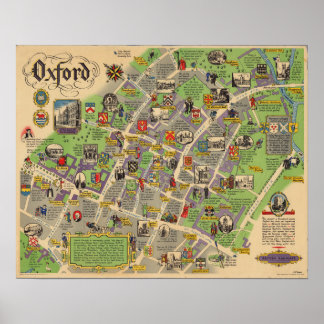 Poster Mapa de Oxford, Inglaterra (caminhos de ferro brit