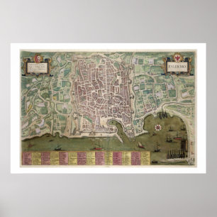 Poster Mapa de Palermo, de "Civitates Orbis Terrarum"