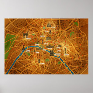 Póster Mapa de Paris