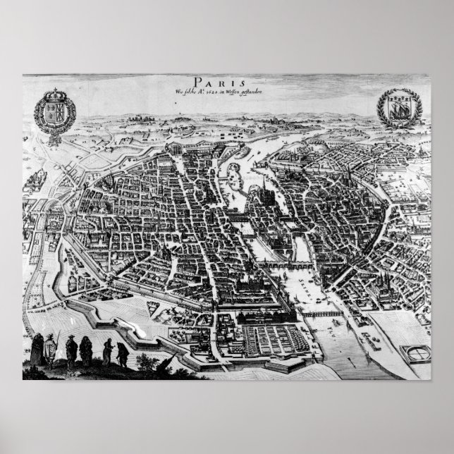 Póster Mapa de Paris, 1620 (Frente)