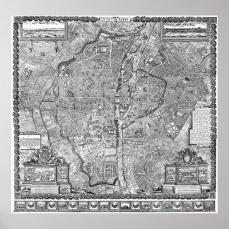 Póster Mapa de Paris 1652