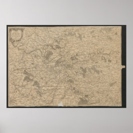 Poster Mapa de Paris de 1780, Mapa Histórico da Cidade, P