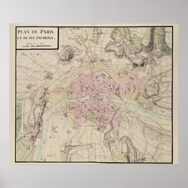Póster Mapa de Paris e suas redondezas (Frente)