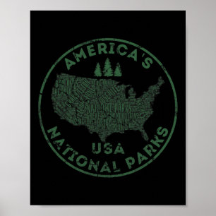 Poster Mapa de Parques Nacionais Viagens de Mochila Acamp