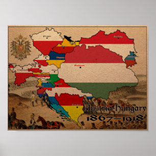 Poster Mapa de pavilhão da Áustria na Hungria