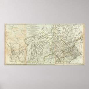 Póster Mapa de Pensilvânia