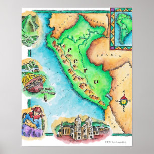 Póster Mapa de Peru