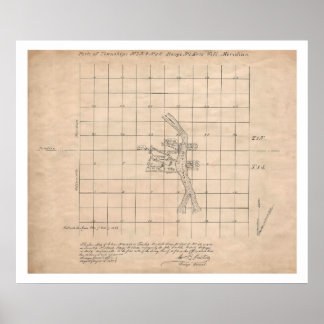 Poster Mapa de pesquisa do Portland Oregon USGS, 1853