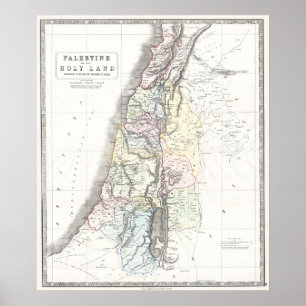 Póster Mapa de Philip dos 12 tribos - datado de 1852