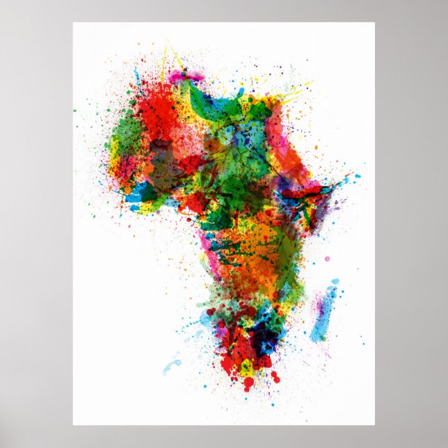 Póster Mapa de pintura e cinzas da África (Frente)