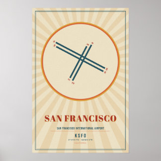Poster Mapa de pista do Aeroporto de São Francisco SFO |