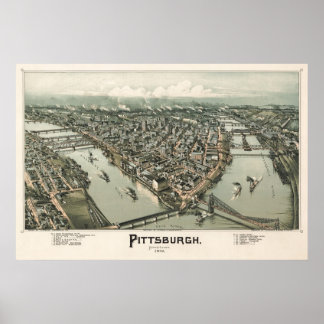 Póster Mapa de Pittsburgh (Fowler) - 1902, BigMapBlog.com