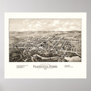 Póster Mapa de Plainville, CT desde 1878