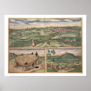 Poster Mapa de Poitiers, de "Civitates Orbis Terrarum" b