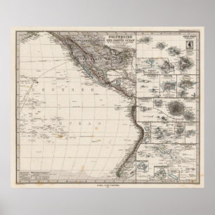 Poster Mapa de Polinésia