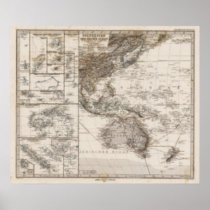 Póster Mapa de Polinésia