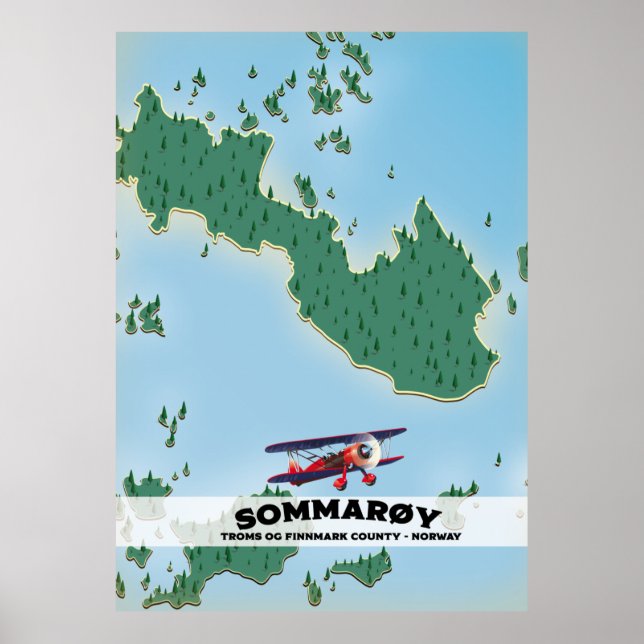 Poster mapa de pôster de viagem Sommarøy Noruega (Frente)