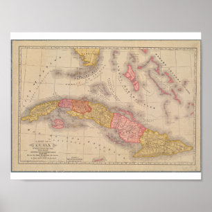 Póster Mapa de posteres vintage de Cuba