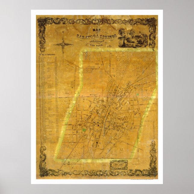 Póster Mapa de Primaveras Saratoga, Nova Iorque, por Beva (Frente)