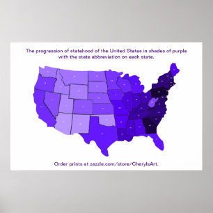 Poster Mapa de Progressão das Abreviaturas dos EUA