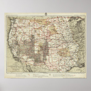 Poster Mapa de Progresso de 1878 das Pesquisas Geográfica